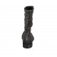 Woman's calf-high boot with half zippers in black leather heel 2