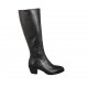 Woman's Texan boot with zipper in black leather heel 5 - Available sizes:  33, 34, 42, 43, 44