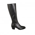 Texanischer Damenstiefel mit Reißverschluss aus schwarzem Leder Absatz 5