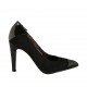 Zapato de salon para mujer en gamuza y charol negro tacon 9 - Tallas disponibles:  32, 33, 34, 42, 43, 44