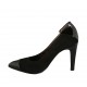 Zapato de salon para mujer en gamuza y charol negro tacon 9 - Tallas disponibles:  32, 33, 34, 42, 43, 44