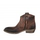 Woman's Texan ankle boot with zipper in tan brown leather heel 3 - Available sizes:  33, 43, 44