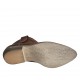 Woman's Texan ankle boot with zipper in tan brown leather heel 3 - Available sizes:  33, 43, 44