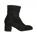 Woman's ankle boot in black elastic suede with zipper heel 5