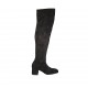 Bottes au-dessus de genou pour femmes avec demi fermeture éclair en daim et tissu elastique noir talon 5 - Pointures disponibles:  34, 43, 44