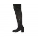 Woman's over-the-knee boot with half zipper in black suede and elastic material heel 5