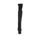 Woman's over-the-knee boot with half zipper in black suede and elastic material heel 5 - Available sizes:  34, 43, 44