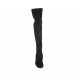 Woman's over-the-knee boot with half zipper in black suede and elastic material heel 5