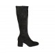 Bota para mujer con cremallera en tejido elastico y gamuza negra tacon 5 - Tallas disponibles:  33, 42, 43, 44, 45