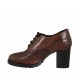 Scarpa da donna derby stringata in pelle stampata marrone tacco 7 - Misure disponibili: 32, 34, 42, 43, 44