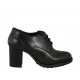 Zapato derby con cordones para mujer en piel negra tacon 7 - Tallas disponibles:  33, 34, 43, 44