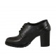 Zapato derby con cordones para mujer en piel negra tacon 7 - Tallas disponibles:  33, 34, 43, 44