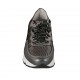Woman's laced sports shoe with removable insole in grey and silver glittered printed suede and leather wedge heel 4 - Available sizes:  42, 44, 45
