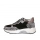 Woman's laced shoe with removable insole in grey and bronze printed leather and black suede wedge heel 4 - Available sizes:  42, 43, 44