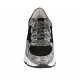 Woman's laced shoe with removable insole in grey and bronze printed leather and black suede wedge heel 4 - Available sizes:  42, 43, 44