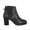 Botines para mujer en piel negra con elasticos tacon 7