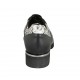 Woman's laced shoe with removable insole in black leather and black and beige printed leather heel 3 - Available sizes:  32, 33, 34, 42, 43, 44, 45