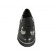 Zapato para mujer con cordones y plantilla extraible en piel negra y piel imprimida negra y beis tacon 3 - Tallas disponibles:  32, 33, 34, 42, 43, 44, 45
