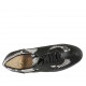 Scarpa stringata da donna con plantare estraibile in pelle nera e pelle stampata nera e beige tacco 3 - Misure disponibili: 32, 33, 34, 42, 43, 44, 45