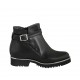 Botin para mujer en piel negra con hebilla y cremallera tacon 3 - Tallas disponibles:  32, 33, 34, 42, 43, 44