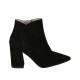 Stivaletto a punta da donna con cerniera in camoscio nero tacco grosso 8 - Misure disponibili: 32, 33, 42, 43, 45
