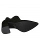Woman's pointy ankle boot with zipper in black suede block heel 8 - Available sizes:  32, 33, 42, 43, 45