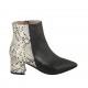 Spitze Damenstiefelette mit Reissverschluss aus schwarzem und bedrucktem schwarzem und beigem Leder Absatz 5 - Verfügbare Größen:  32, 33, 34, 43, 44