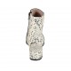 Woman's pointy ankle boot with zipper in black and black and beige printed leather heel 5 - Available sizes:  32, 33, 34, 43, 44
