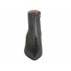 Woman's pointy ankle boot with zipper in black and black and beige printed leather heel 5
