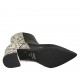 Woman's pointy ankle boot with zipper in black and black and beige printed leather heel 5