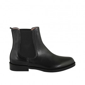 Damenstiefelette mit zwei Gummibändern aus schwarzem Leder Absatz 3 - Verfügbare Größen:  32, 33, 42, 43, 44, 45