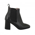 Botines para mujer en piel negra con dos elasticos tacon 7