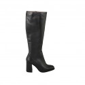Damenstiefel mit Reissverschluss aus schwarzem Leder Absatz 8