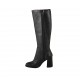 Bota para mujer con cremallera en piel negra tacon 8 - Tallas disponibles:  32, 33, 34, 42, 43, 44