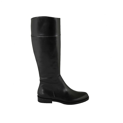 Woman's boot in black leather with zipper heel 2 - Available sizes:  32, 33, 42, 43, 44, 45
