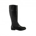 Woman's boot in black leather with zipper heel 2
