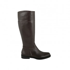 Damenstiefel mit innerem Rei?verschluss aus braunem Leder Absatz 2 - Verfügbare Größen:  32, 33, 34, 43, 44, 45
