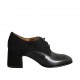 Scarpa stringata derby da donna in camoscio e pelle nera tacco 6 - Misure disponibili: 32, 33, 34, 42, 43, 44, 46