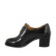 Scarpa accollata da donna con fibbia e borchie in pelle nera tacco 6 - Misure disponibili: 32, 33, 34, 43, 44, 45, 46