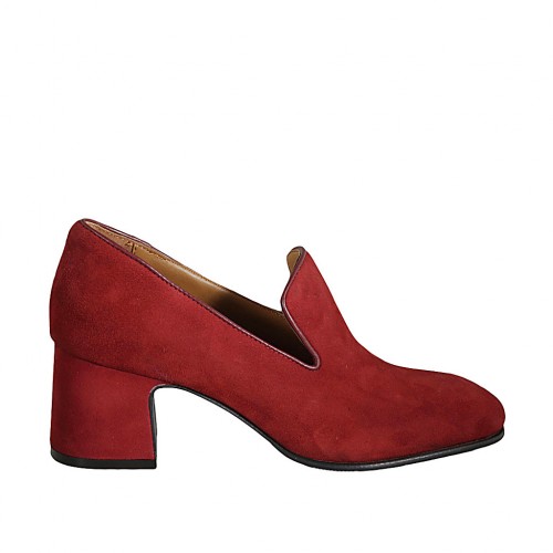 Mocasin pour femmes en daim rouge talon 6 - Pointures disponibles:  33, 34, 42, 43, 45, 46