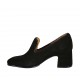 Mocasino para mujer en gamuza negra tacon 6 - Tallas disponibles:  32, 33, 34, 42, 43, 44, 45, 46