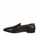 Woman's pointy loafer with elastic bands in black leather heel 1 - Available sizes:  32, 33, 34, 43, 44, 45