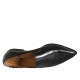 Woman's pointy loafer with elastic bands in black leather heel 1 - Available sizes:  32, 33, 34, 43, 44, 45