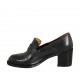 Mocasino para mujer en piel y piel imprimida negra tacon 6 - Tallas disponibles:  32, 33, 34, 42, 43, 44, 45, 46