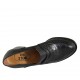 Woman's mocassin in black leather and printed leather heel 6