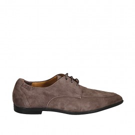 Derbyschuh mit Schnürsenkeln und Gummibändern aus taupefarbenem Wildleder Absatz 1 - Verfügbare Größen:  32, 33, 34, 42, 43, 44, 45
