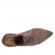 Zapato derby para mujer con cordones y elasticos en gamuza gris pardo tacon 1 - Tallas disponibles:  32, 33, 34, 42, 43, 44, 45