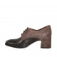 Chaussure derby à lacets pour femmes en daim taupe et cuir marron talon 6 - Pointures disponibles:  32, 33, 34, 42, 43, 44, 45, 46