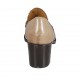 Woman's mocassin in beige leather and printed leather heel 6