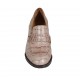 Woman's mocassin in beige leather and printed leather heel 6